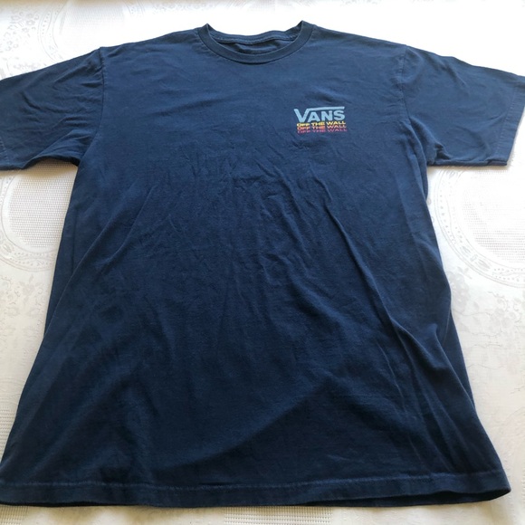 Vans Of The Wall Men’s Size M Blue T-Shirt Short Sleeves Logo Print Casual Tee - Picture 12 of 12